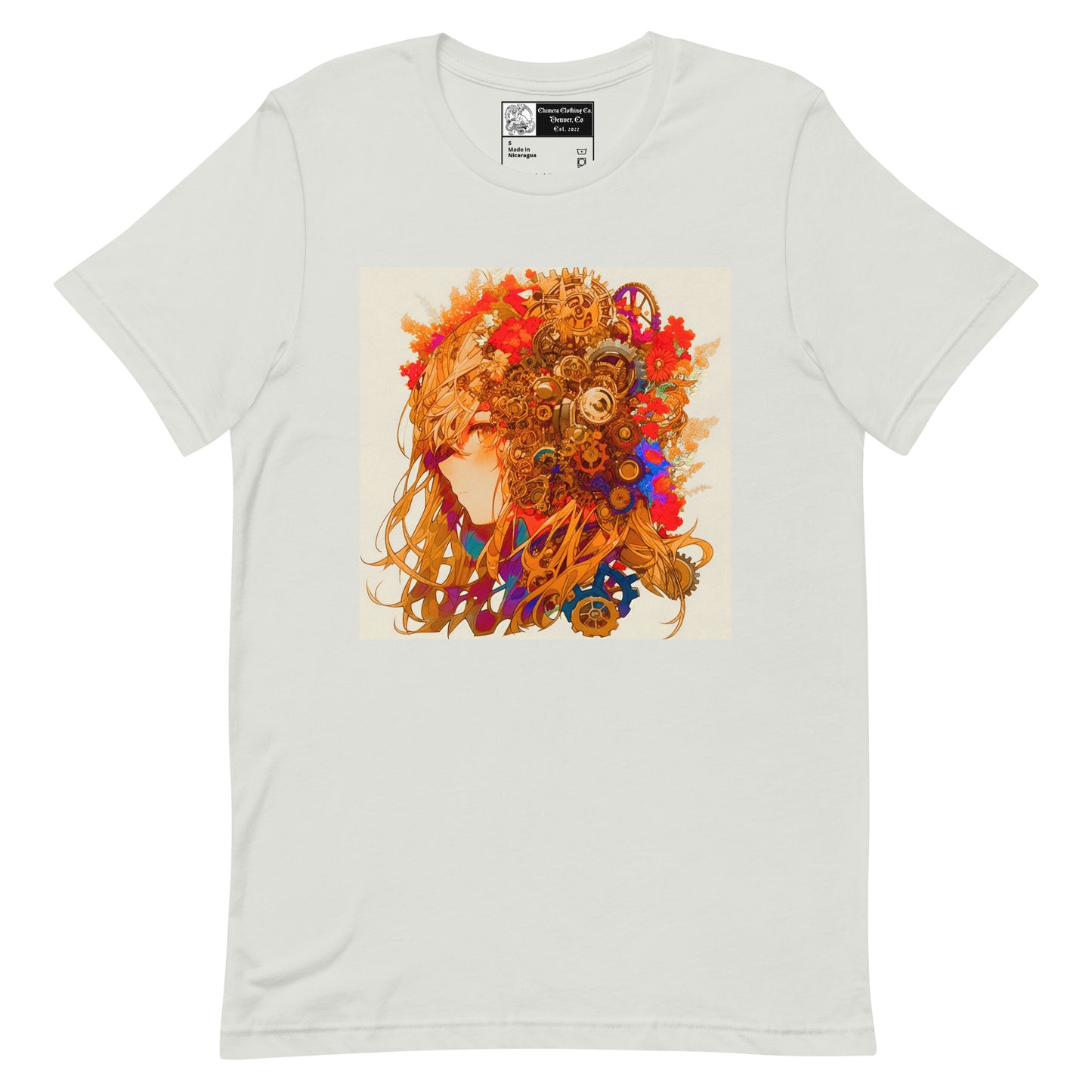 Steampunk Flower Anime Girl Unisex t-shirt