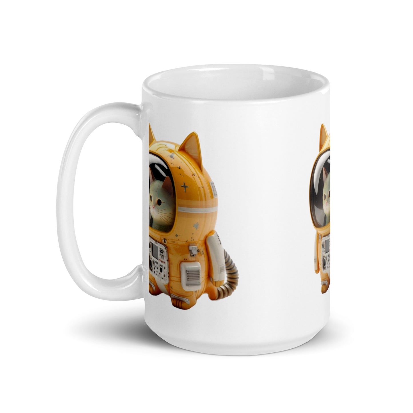 Astronaut Space Kitty Cat White glossy mug coffee cup