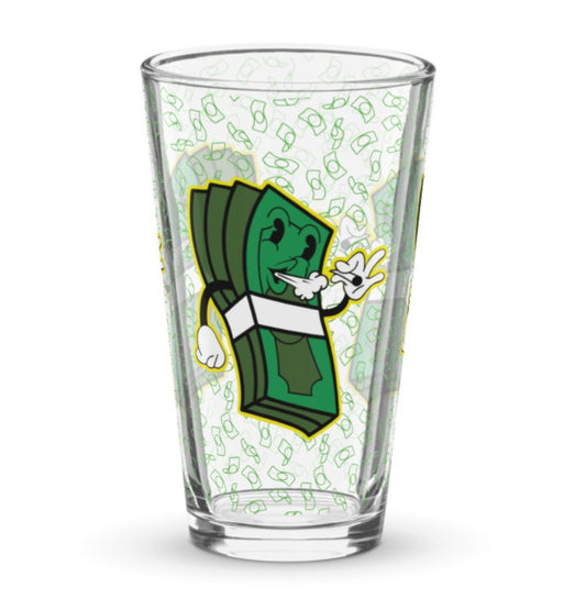 Handmade Lit and Rich Cash Smoke Shaker pint Beer glass