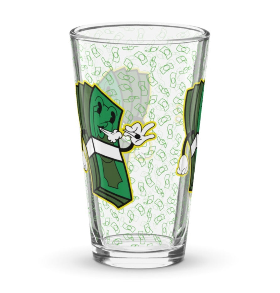 Handmade Lit and Rich Cash Smoke Shaker pint Beer glass