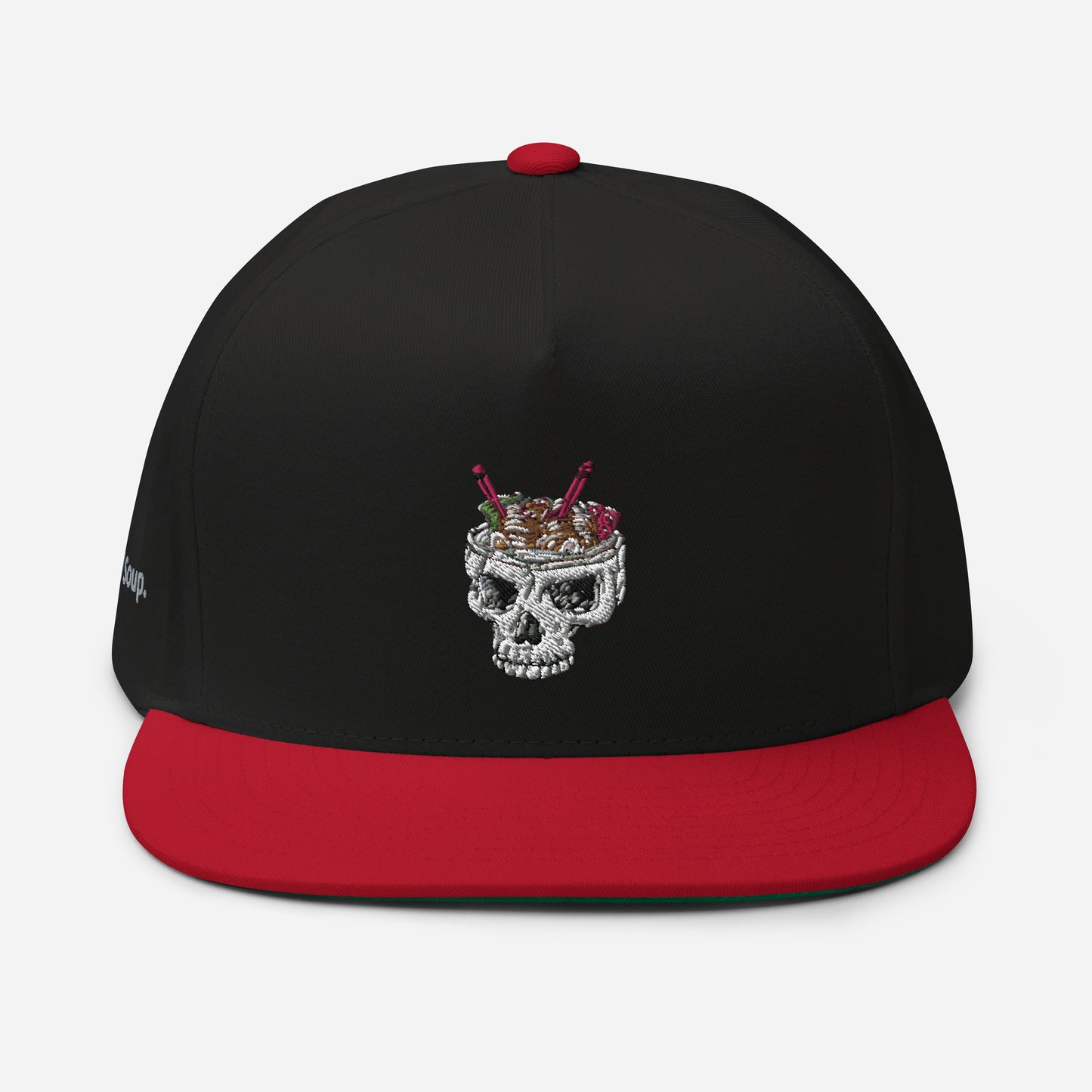 Ramen Noodle Skull Bowl Flat Bill Snapback Cap Hat