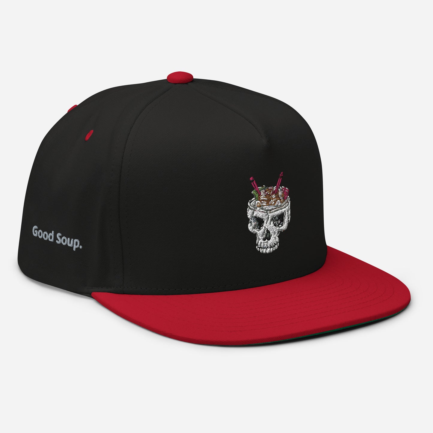 Ramen Noodle Skull Bowl Flat Bill Snapback Cap Hat