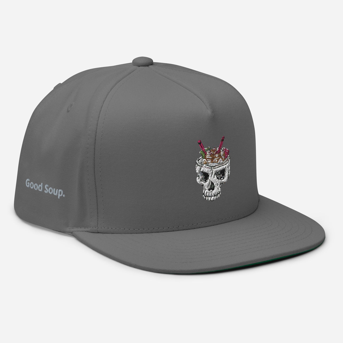Ramen Noodle Skull Bowl Flat Bill Snapback Cap Hat