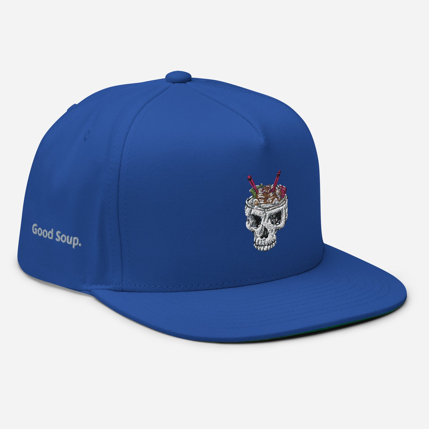 Ramen Noodle Skull Bowl Flat Bill Snapback Cap Hat