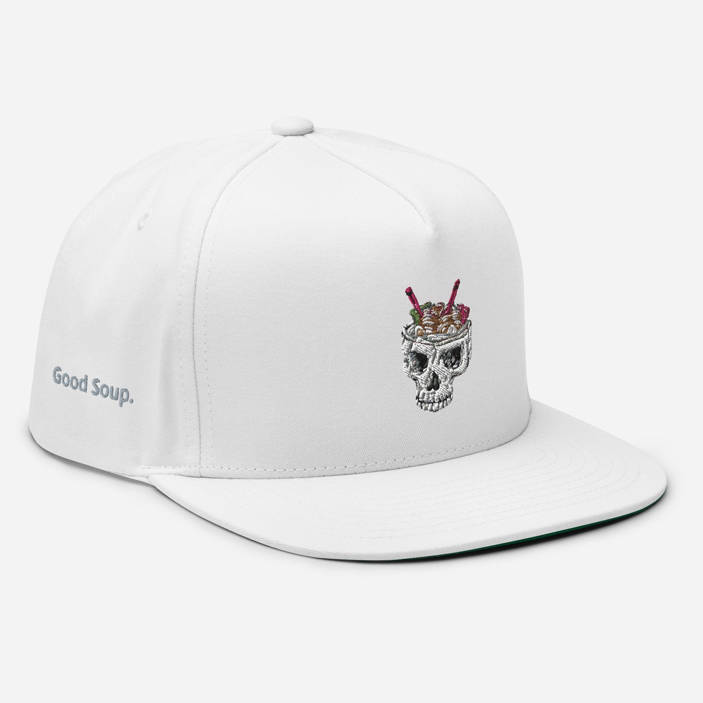 Ramen Noodle Skull Bowl Flat Bill Snapback Cap Hat