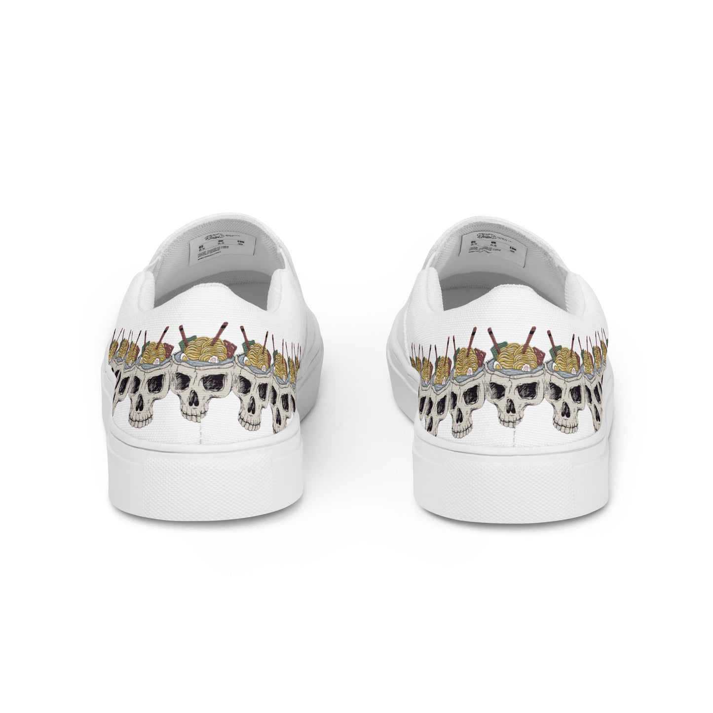 HANDMADE Ramen Noodle Skull Bowl Men’s slip-on slides canvas shoes