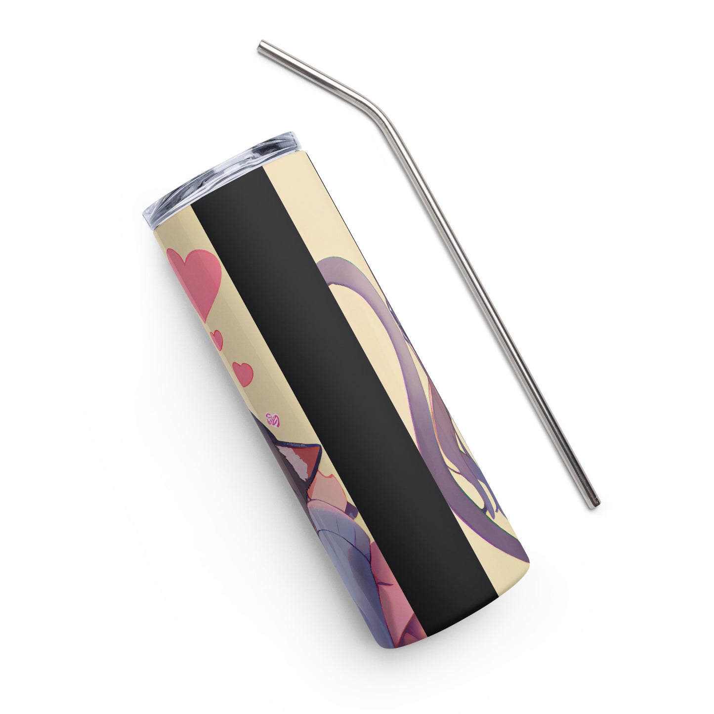 Anime Cat Girl #11 Stainless steel tumbler cup with metal straw