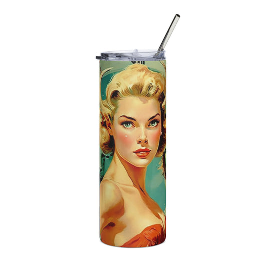 Devil Beauty #2 Stainless steel tumbler cup with metal straw