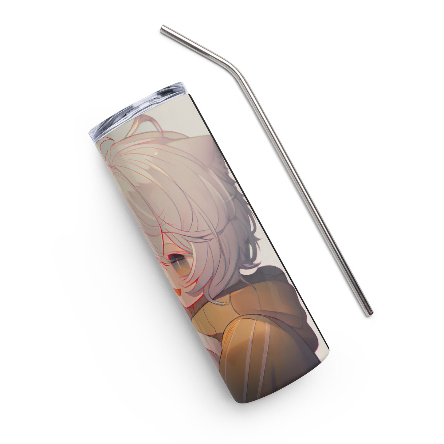 Anime Cat Girl #3 Stainless steel tumbler cup with metal straw