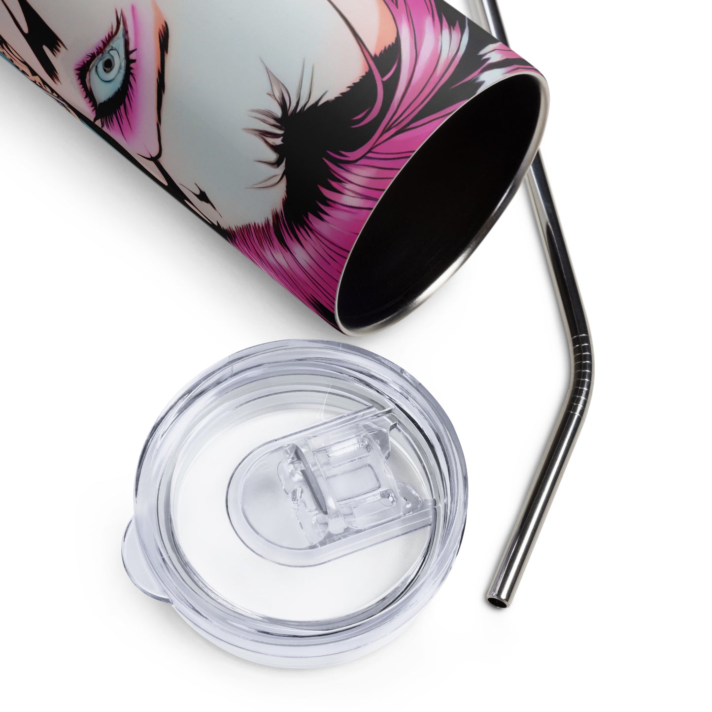 Punk Girl #1 Stainless steel tumbler cup with metal straw