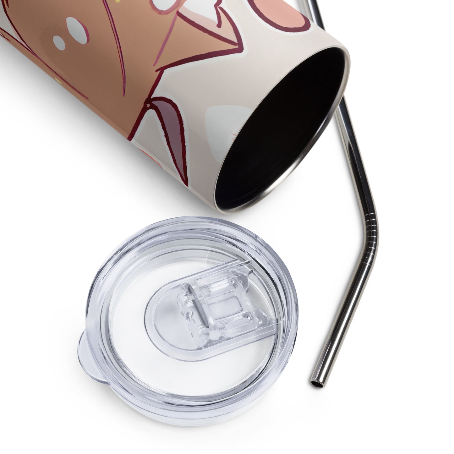 Anime Cat Girl #4 Stainless steel tumbler cup with metal straw