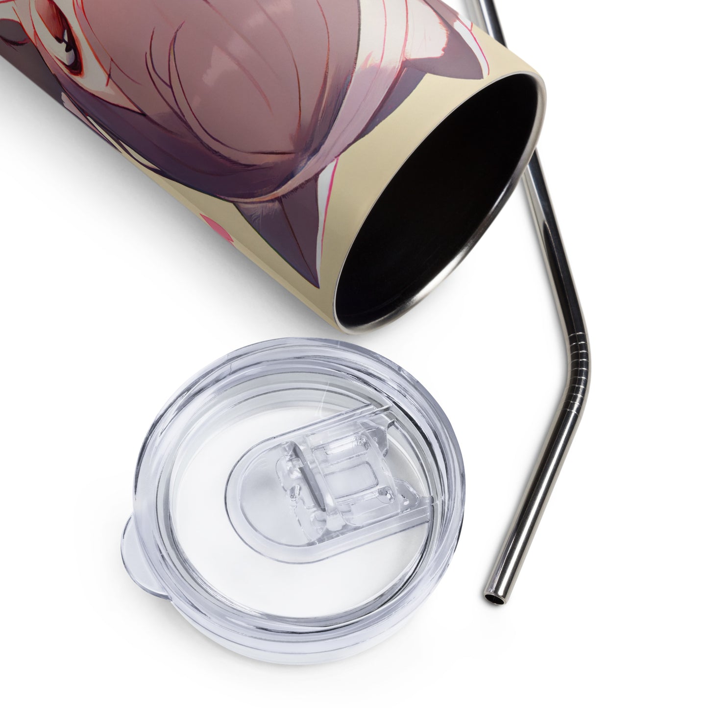 Anime Cat Girl #11 Stainless steel tumbler cup with metal straw