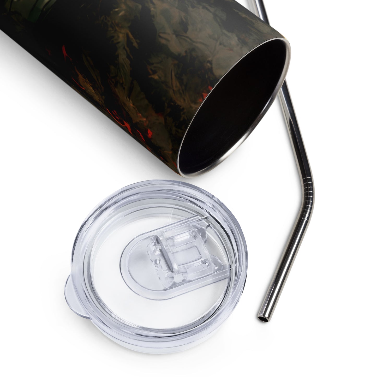 Afro Samurai Inspired Stainless steel tumbler cup with metal straw