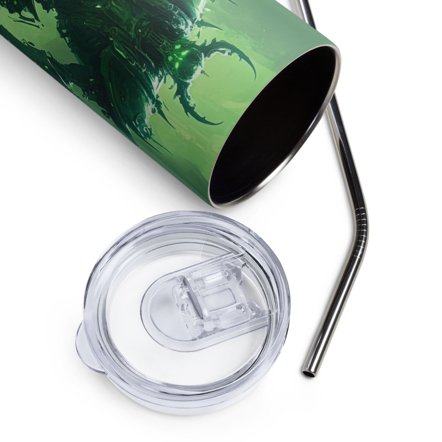 Necro Knight Stainless steel tumbler cup with metal straw