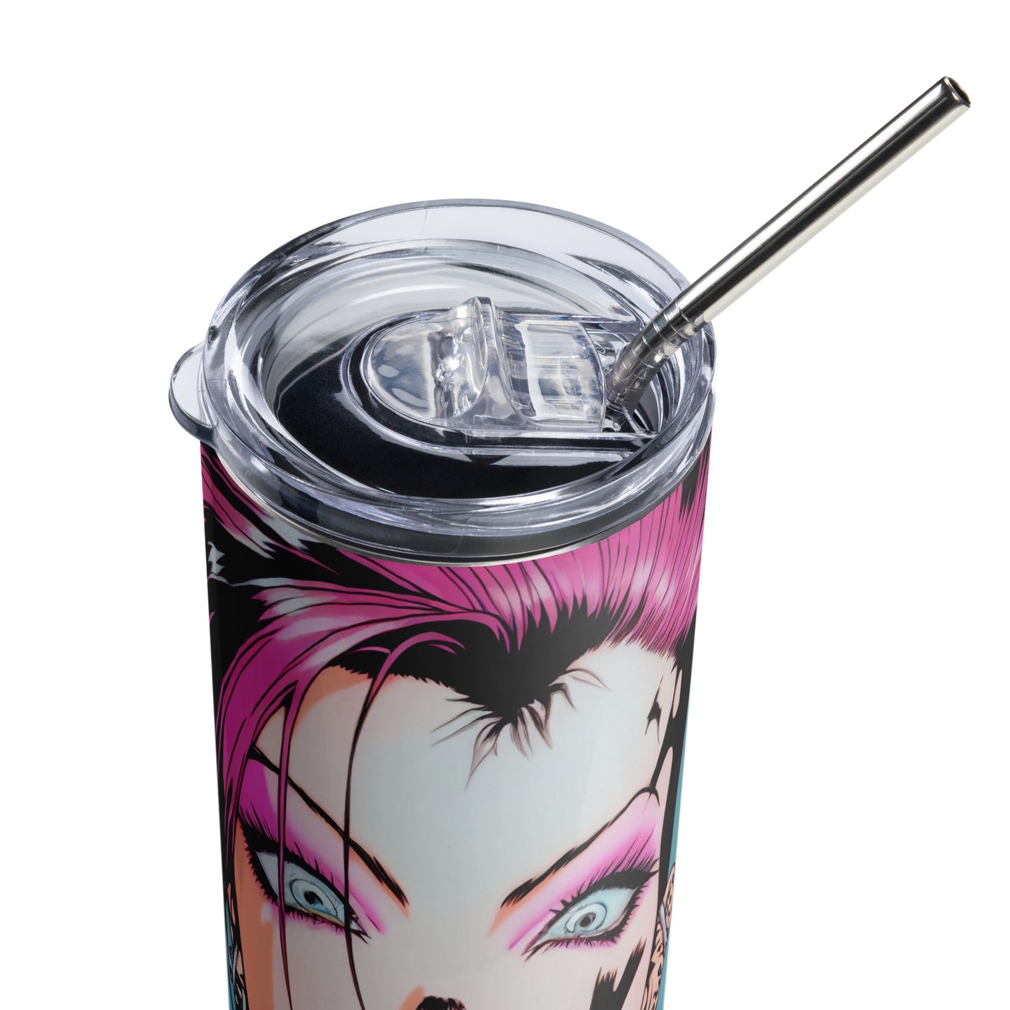 Punk Girl #1 Stainless steel tumbler cup with metal straw