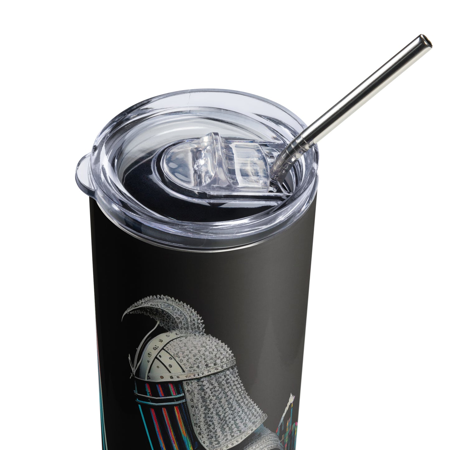 Rainbow Knight Stainless steel tumbler cup with metal straw