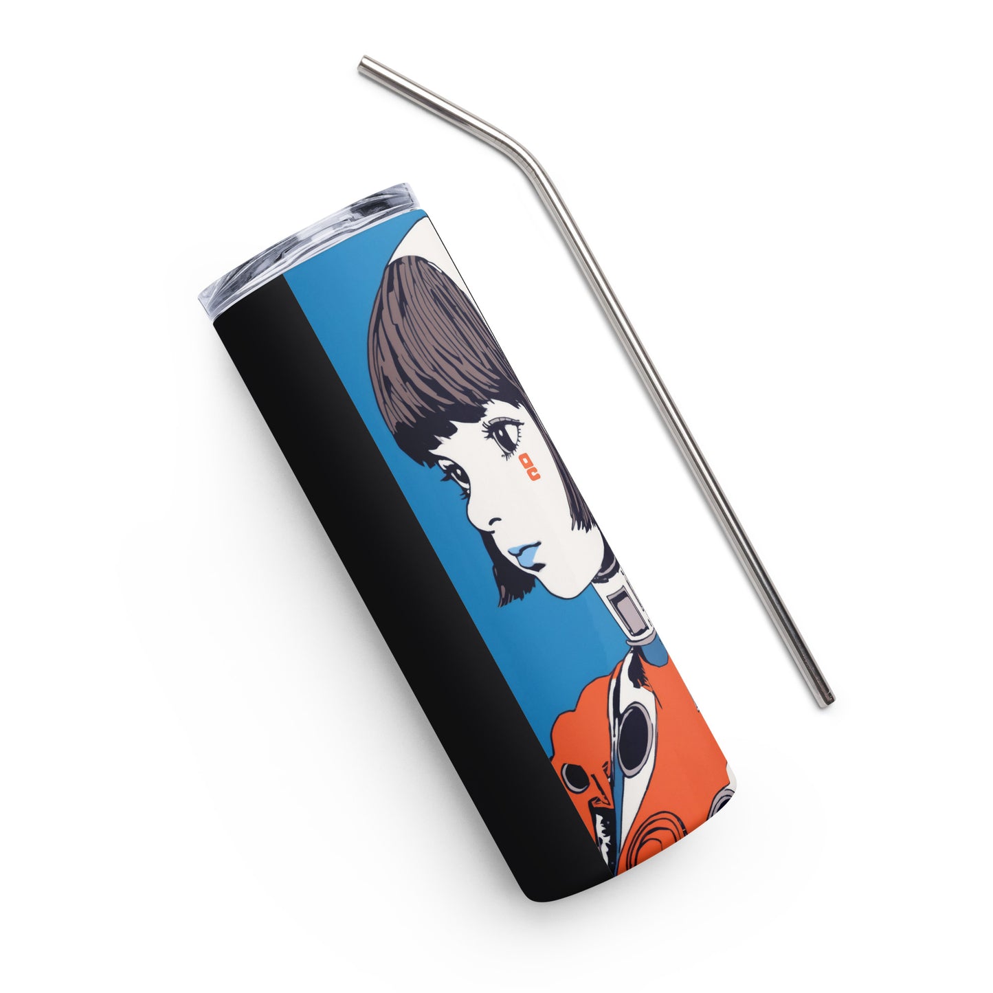 Astronaut Girl Stainless steel tumbler cup with metal straw