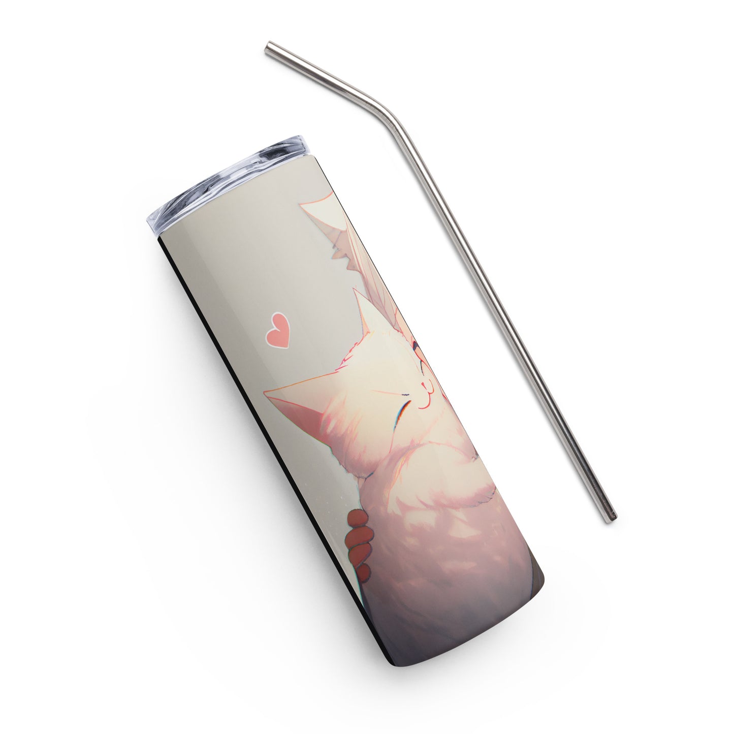 Anime Cat Girl #3 Stainless steel tumbler cup with metal straw