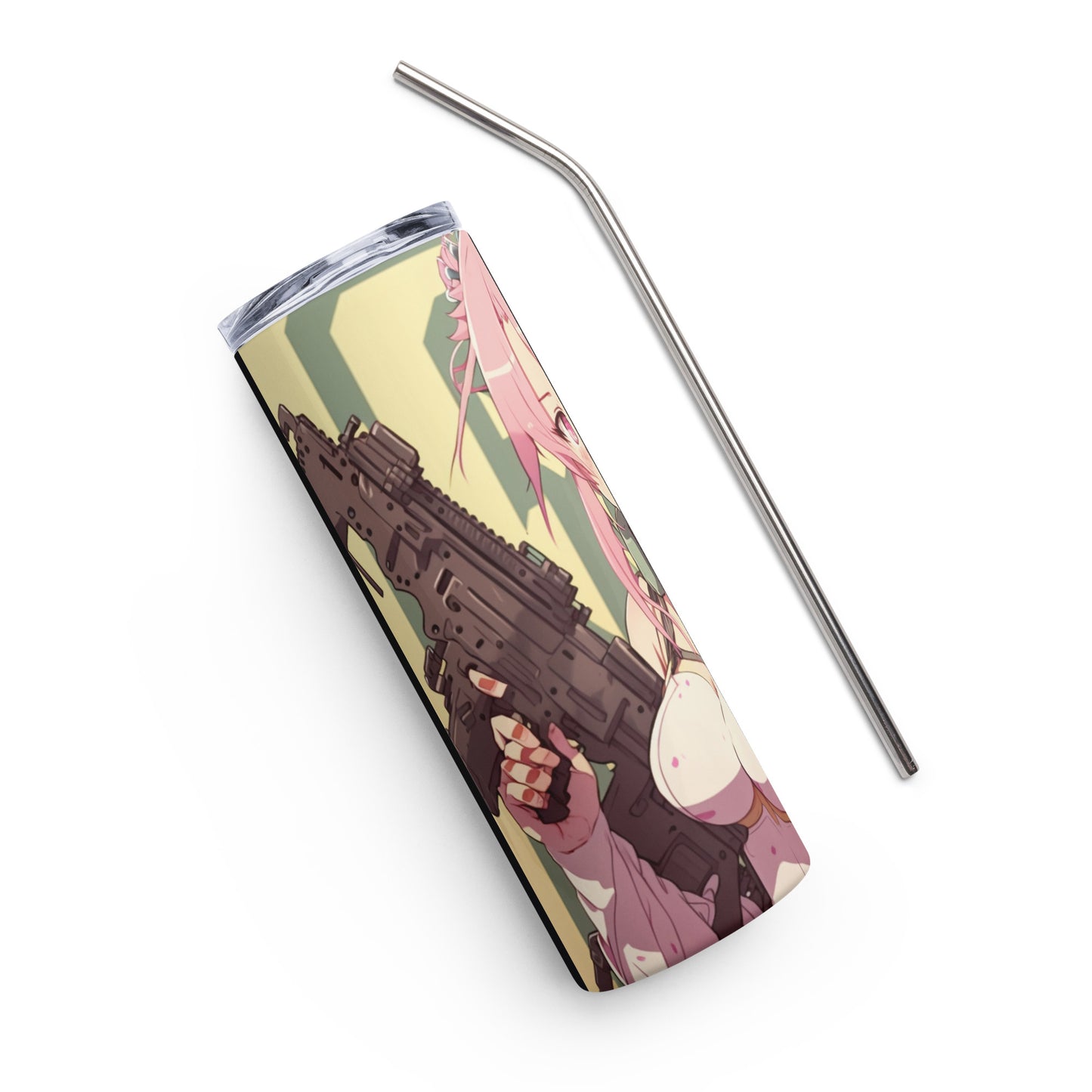 Anime Girl with Guns Stainless steel tumbler