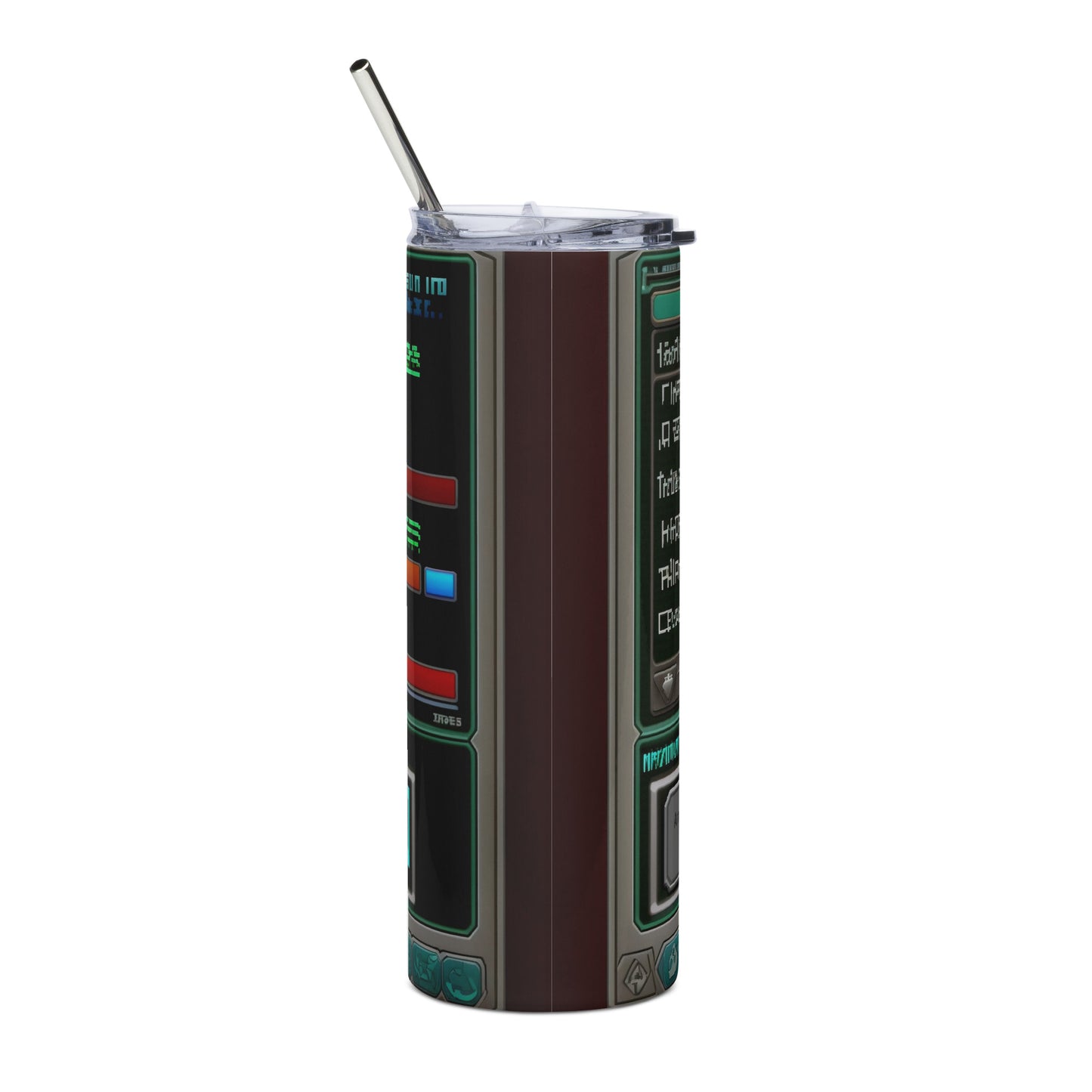Hatsune Miku video game screen Stainless steel tumbler cup with metal straw