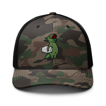 Wild Green Axolotl Camouflage trucker hat