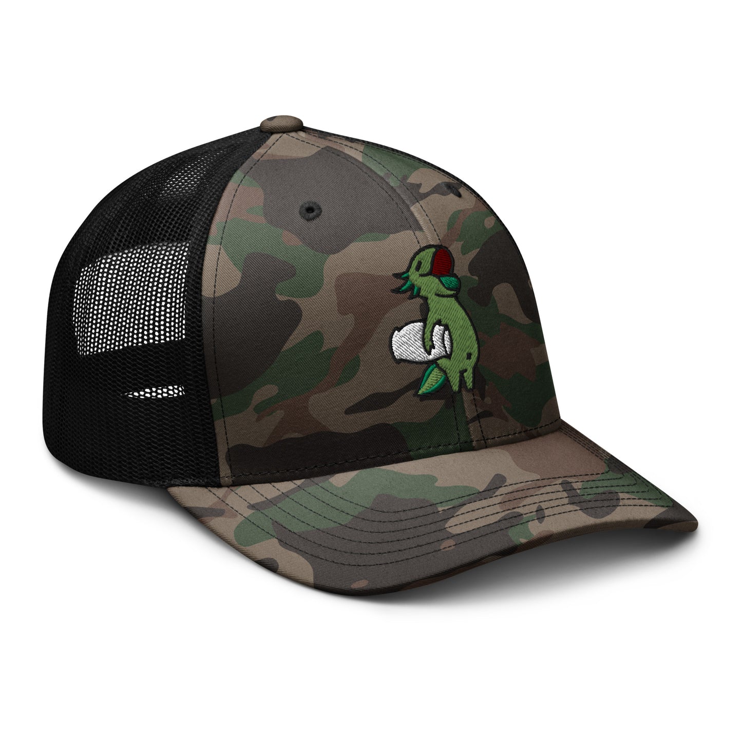 Wild Green Axolotl Camouflage trucker hat