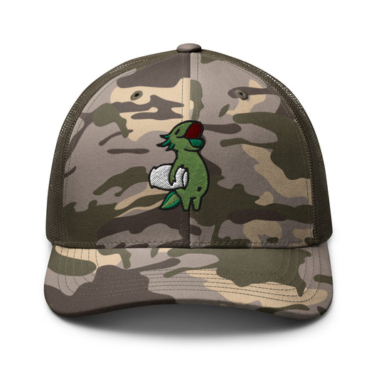 Wild Green Axolotl Camouflage trucker hat