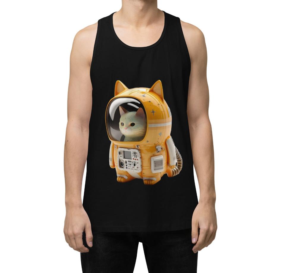 Astronaut Space Kitty Cat Men’s premium tank top shirt