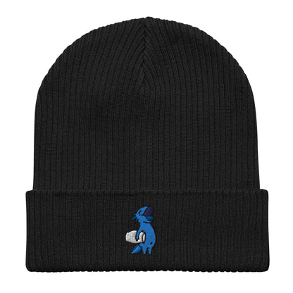 Blue Axolotl Organic ribbed beanie hat