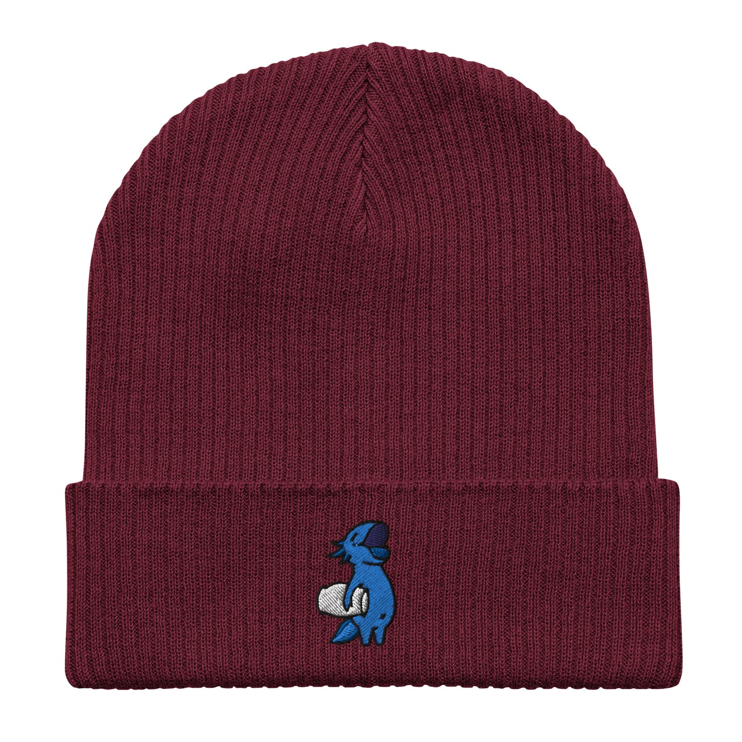 Blue Axolotl Organic ribbed beanie hat