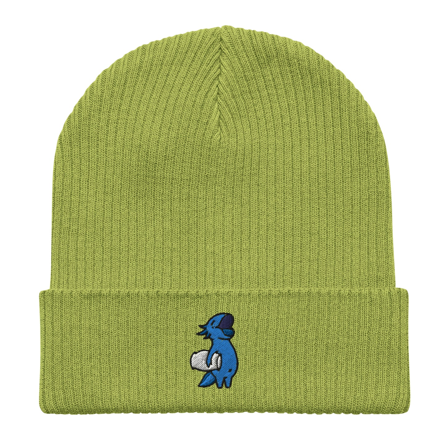 Blue Axolotl Organic ribbed beanie hat