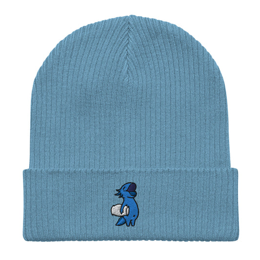 Blue Axolotl Organic ribbed beanie hat