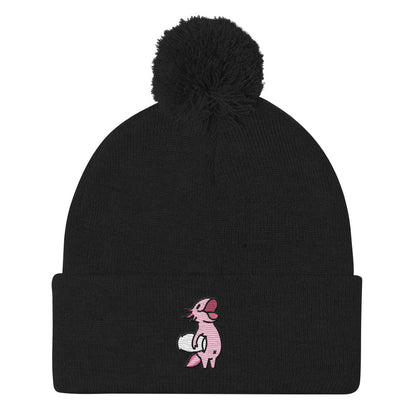 Pink Axolotl Pom-Pom Beanie Hat