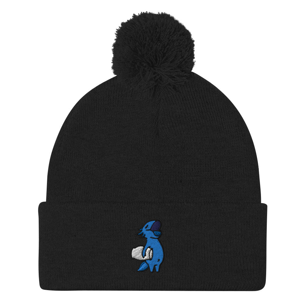 Blue Axolotl Pom-Pom Beanie Hat