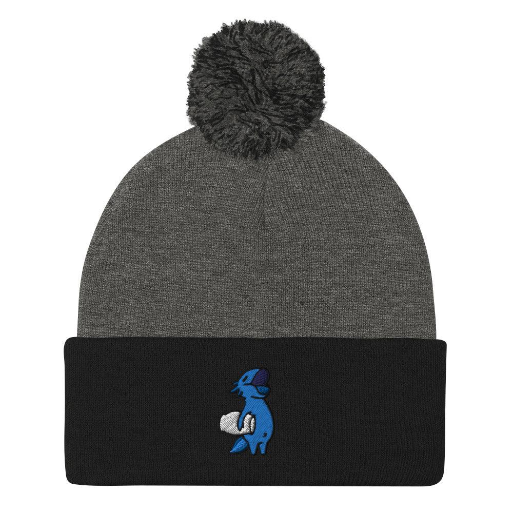 Blue Axolotl Pom-Pom Beanie Hat