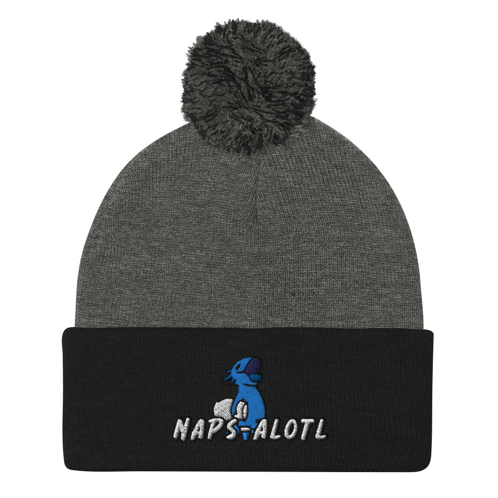 Blue Axolotl Naps-alotl Pom-Pom Beanie