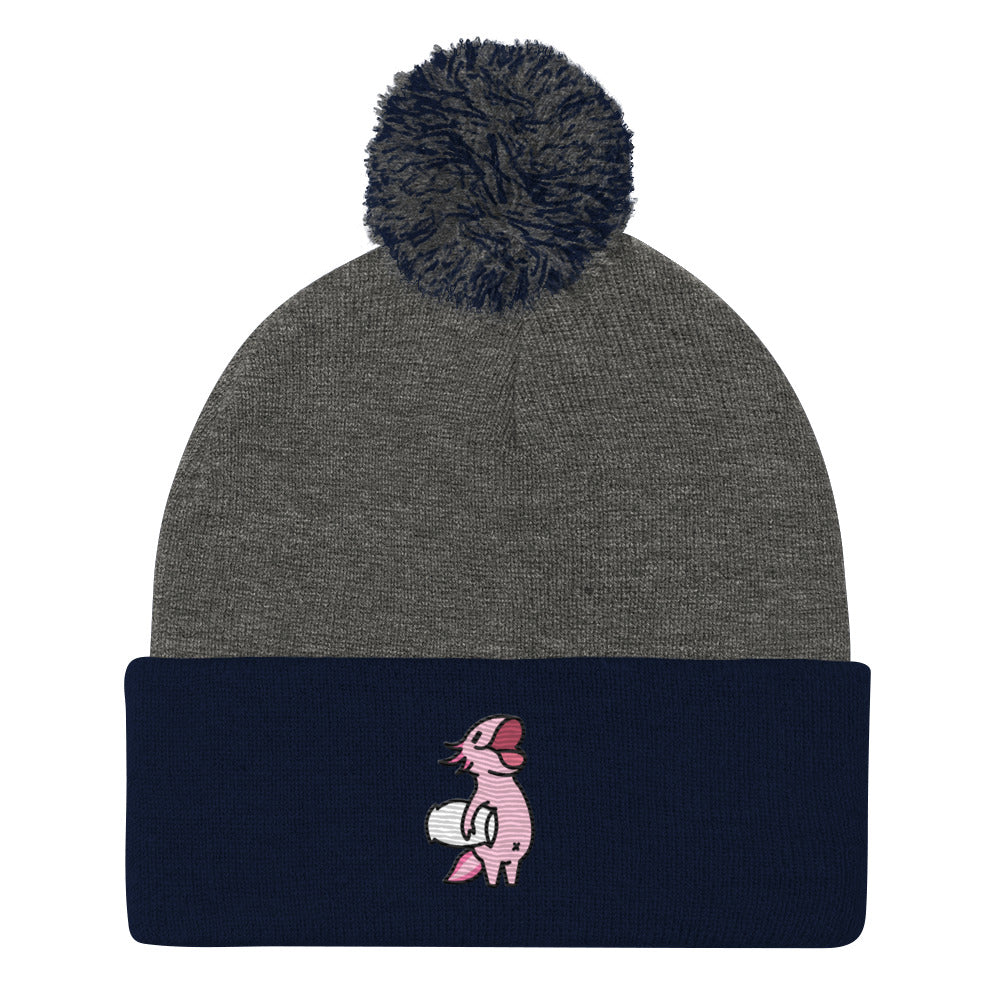 Pink Axolotl Pom-Pom Beanie Hat