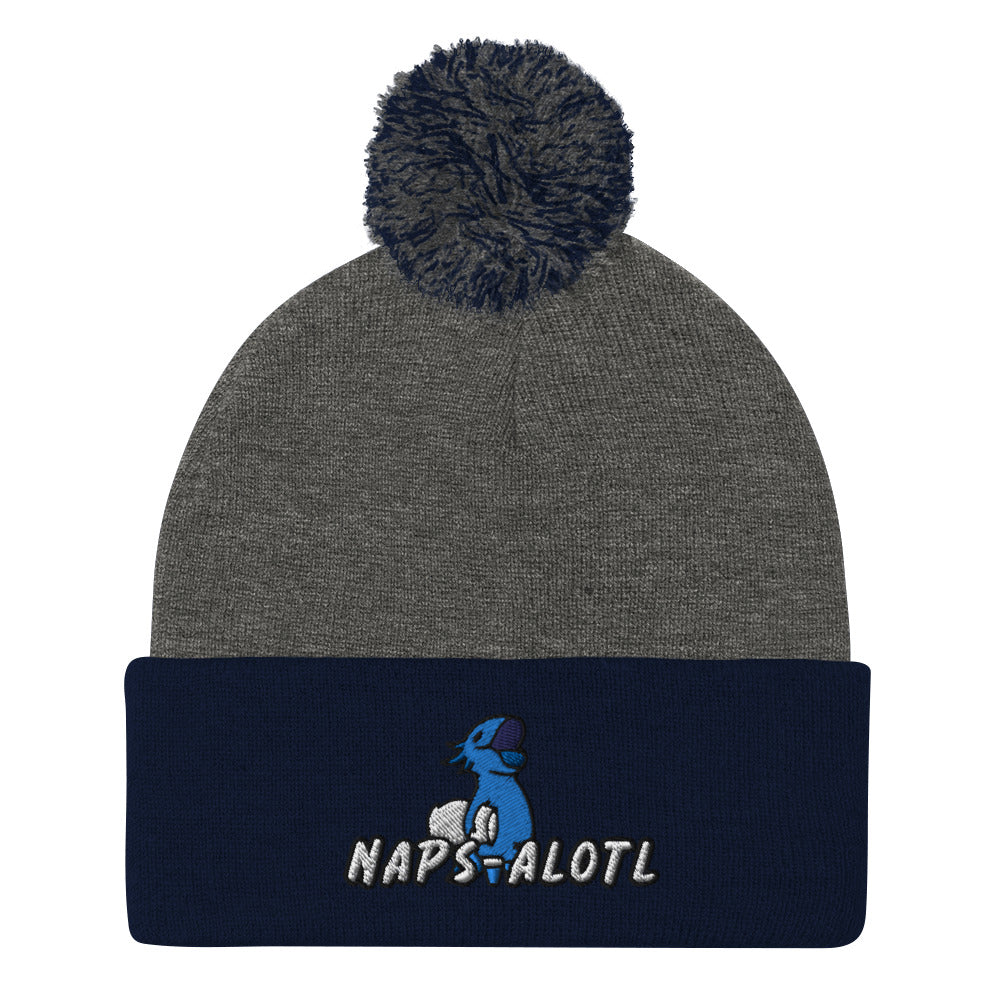 Blue Axolotl Naps-alotl Pom-Pom Beanie