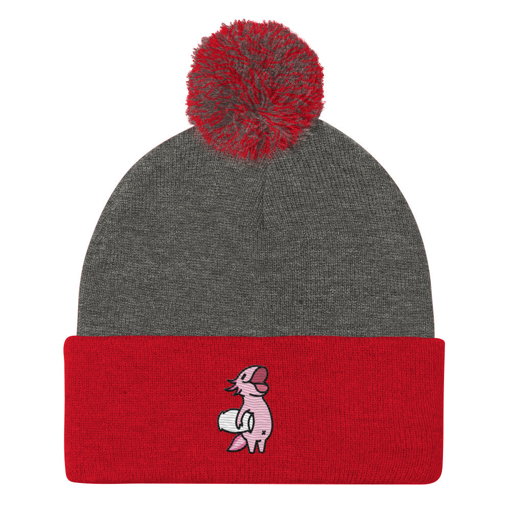 Pink Axolotl Pom-Pom Beanie Hat