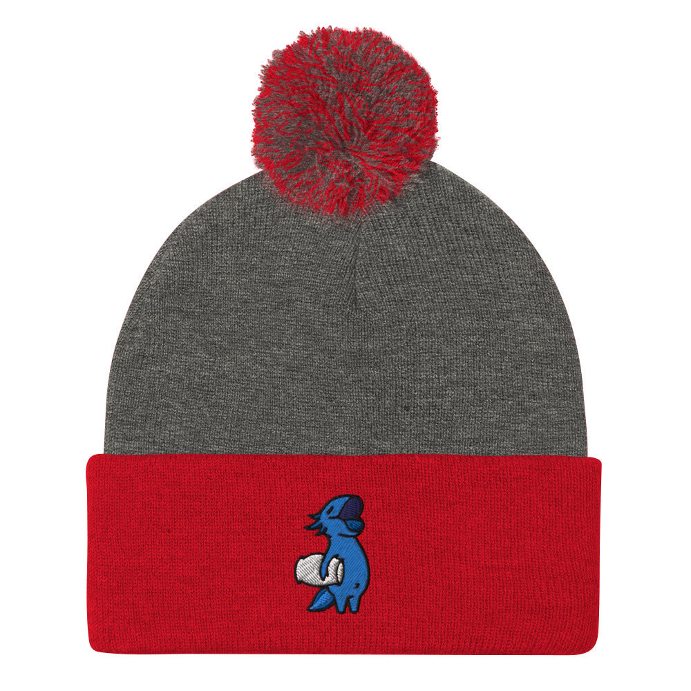 Blue Axolotl Pom-Pom Beanie Hat