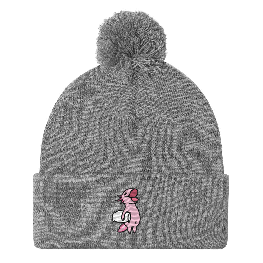 Pink Axolotl Pom-Pom Beanie Hat