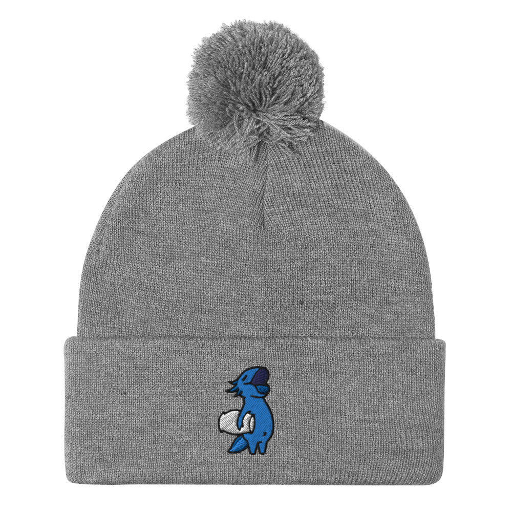 Blue Axolotl Pom-Pom Beanie Hat