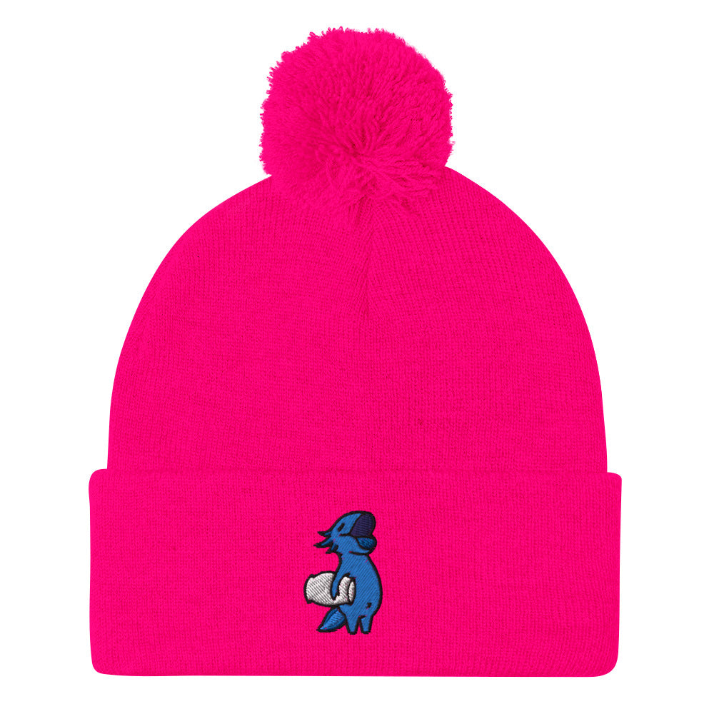 Blue Axolotl Pom-Pom Beanie Hat