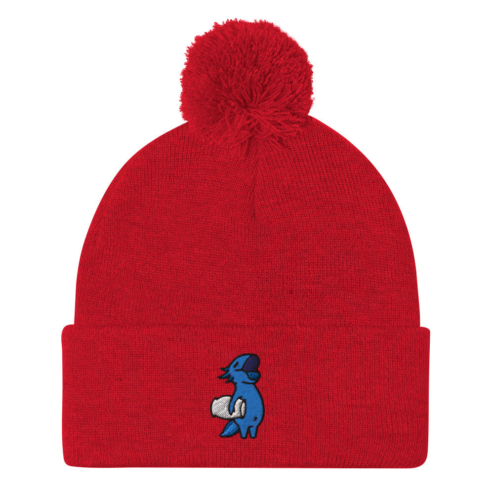 Blue Axolotl Pom-Pom Beanie Hat