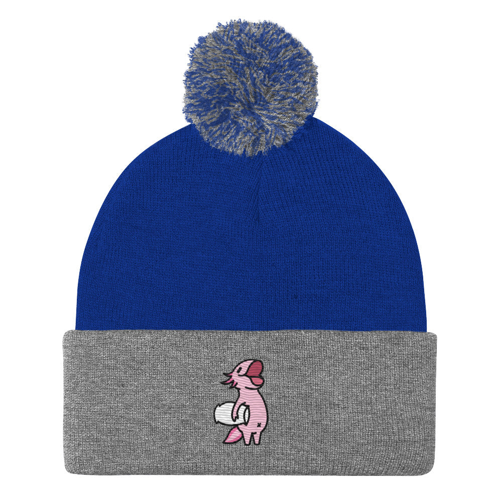 Pink Axolotl Pom-Pom Beanie Hat