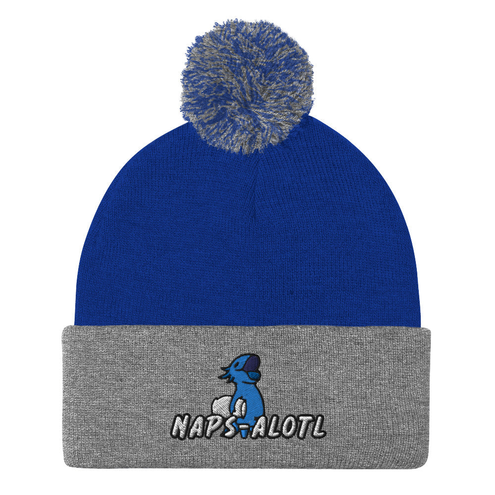 Blue Axolotl Naps-alotl Pom-Pom Beanie