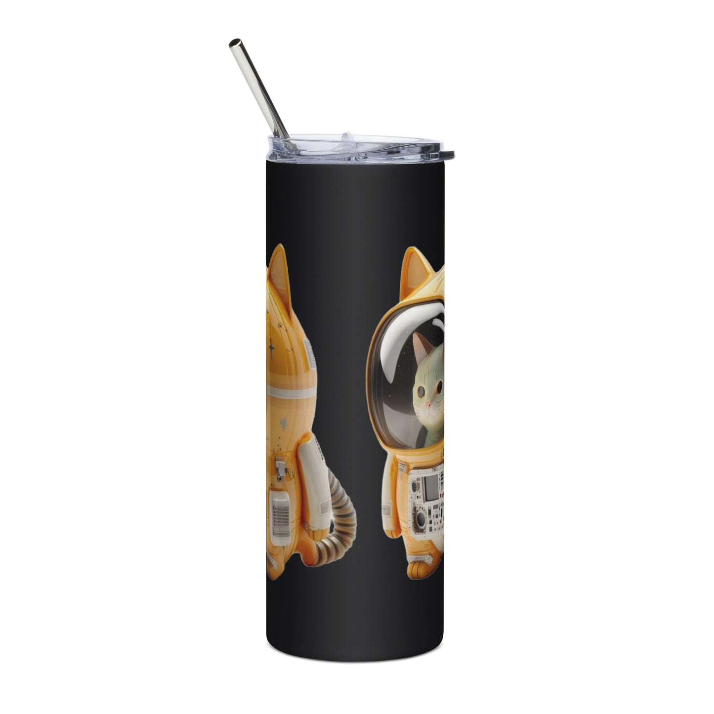 Astronaut Space Kitty Cat 20oz. Stainless steel tumbler Cup with Metal Straw