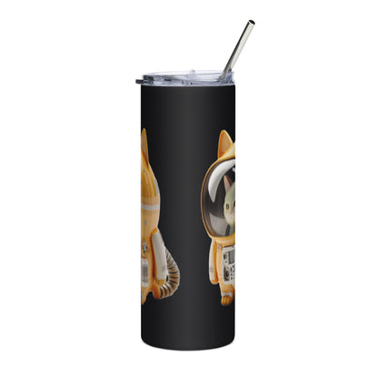 Astronaut Space Kitty Cat 20oz. Stainless steel tumbler Cup with Metal Straw