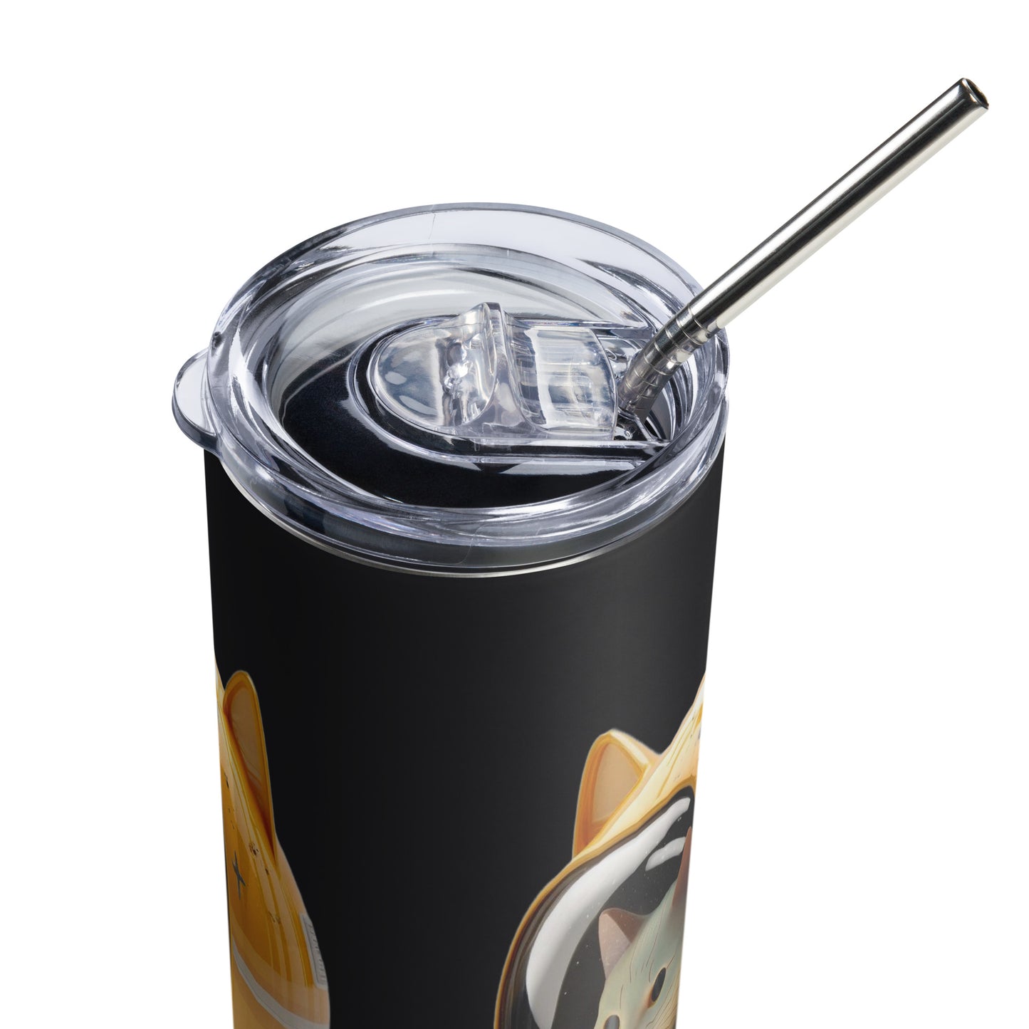 Astronaut Space Kitty Cat 20oz. Stainless steel tumbler Cup with Metal Straw