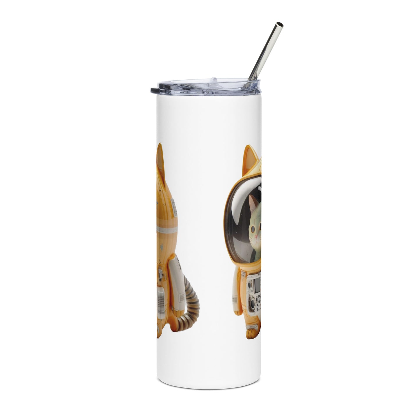 Astronaut Space Kitty Cat 20oz. Stainless steel tumbler Cup with Metal Straw